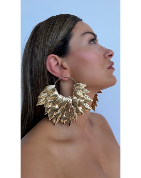 Σκουλαρίκια με ανάγλυφα φύλλα