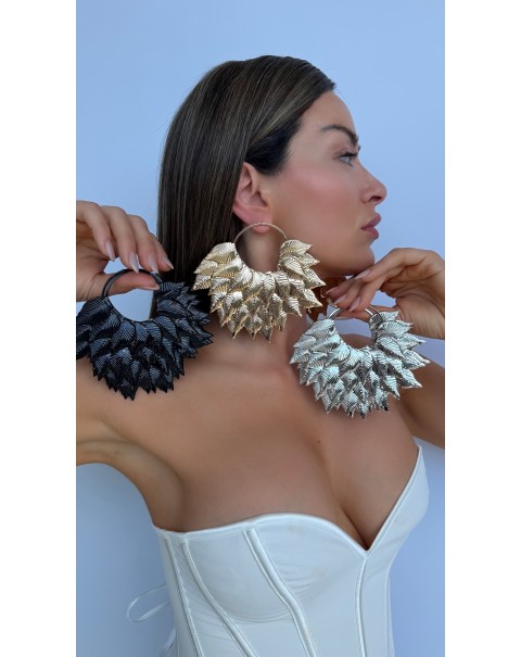 Σκουλαρίκια με ανάγλυφα φύλλα