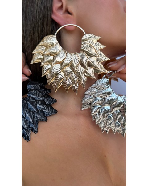 Σκουλαρίκια με ανάγλυφα φύλλα