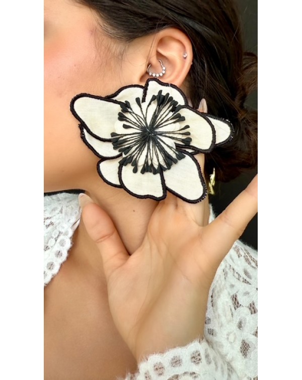 Handmade fabric flower earrings