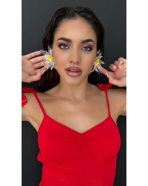 Σκουλαρίκια λουλούδι ακρυλικά