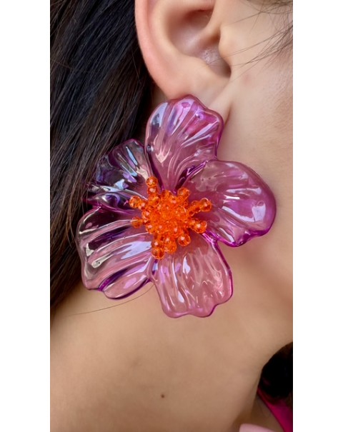 Σκουλαρίκια λουλούδι ακρυλικά