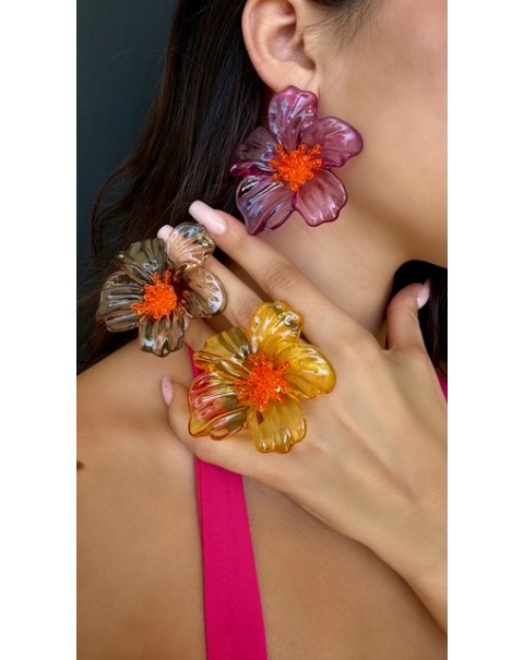 Σκουλαρίκια λουλούδι ακρυλικά