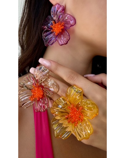 Σκουλαρίκια λουλούδι ακρυλικά