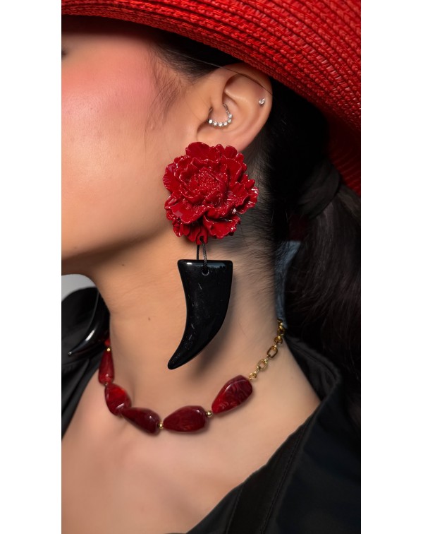 Σκουλαρίκια λουλούδι με κρ�...