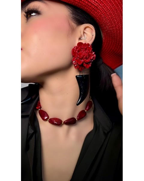 Σκουλαρίκια λουλούδι με κρεμαστό στοιχείο 