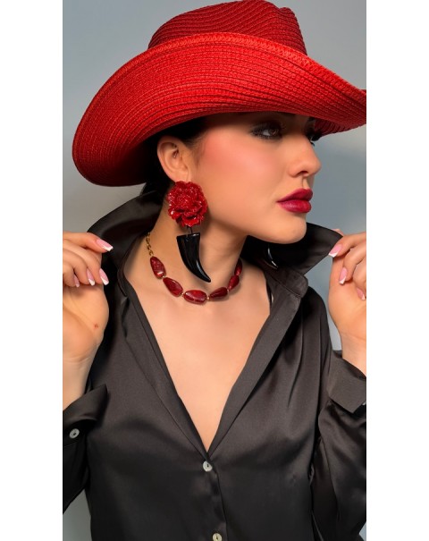 Σκουλαρίκια λουλούδι με κρεμαστό στοιχείο 