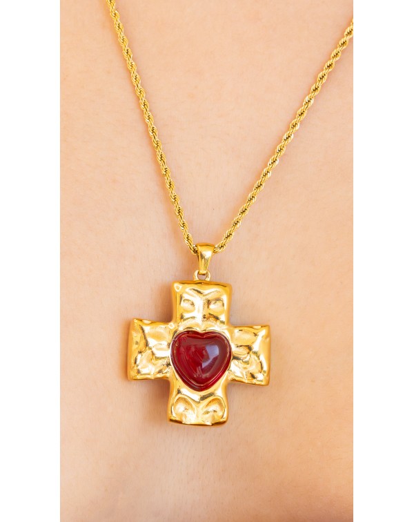 Σταυρός με κόκκινη καρδιά σ...