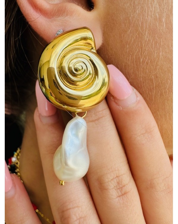 Σκουλαρίκια κοχύλι με πέρλ�...