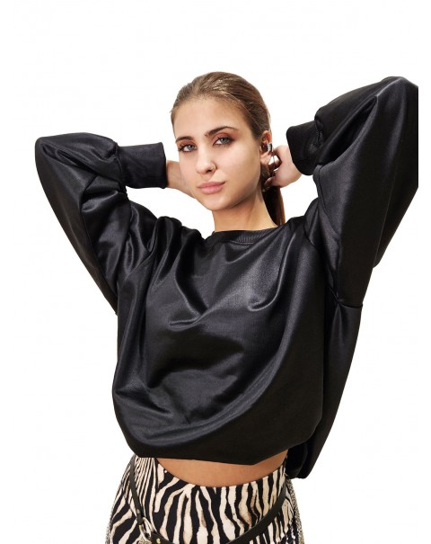 Black Leather Optic Sweater