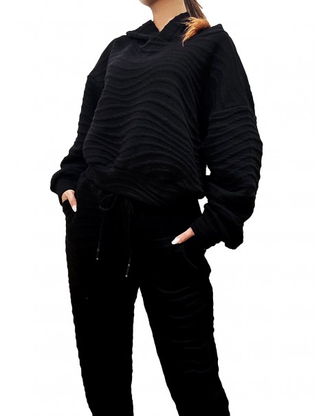 Black Waveform Jogging Suit