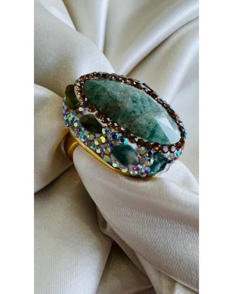 Δαχτυλίδι με Αμαζονίτη και ζιργκόν