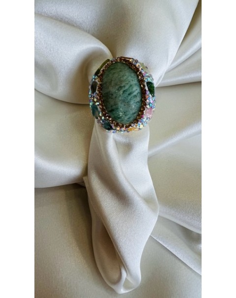 Δαχτυλίδι με Αμαζονίτη και ζιργκόν